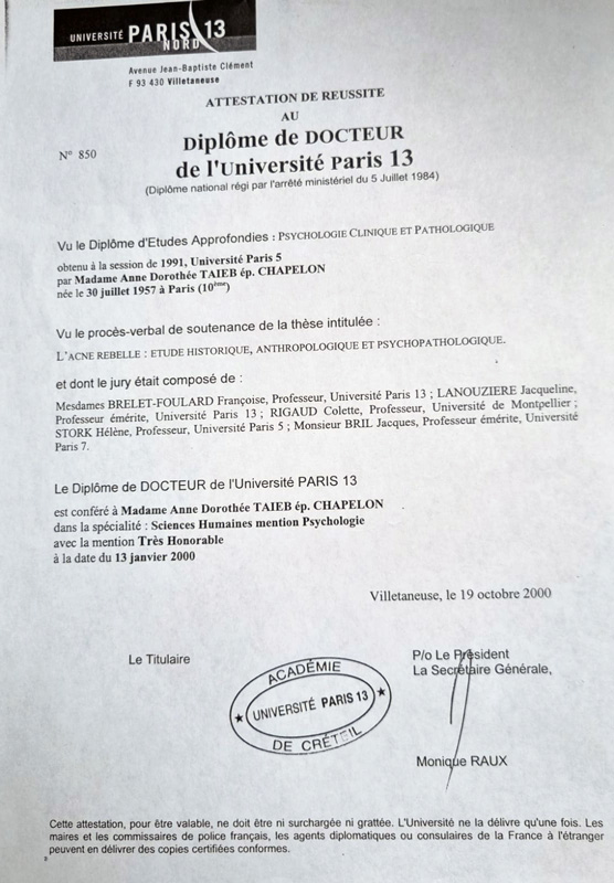Diplôme de docteur de l'université Paris 13